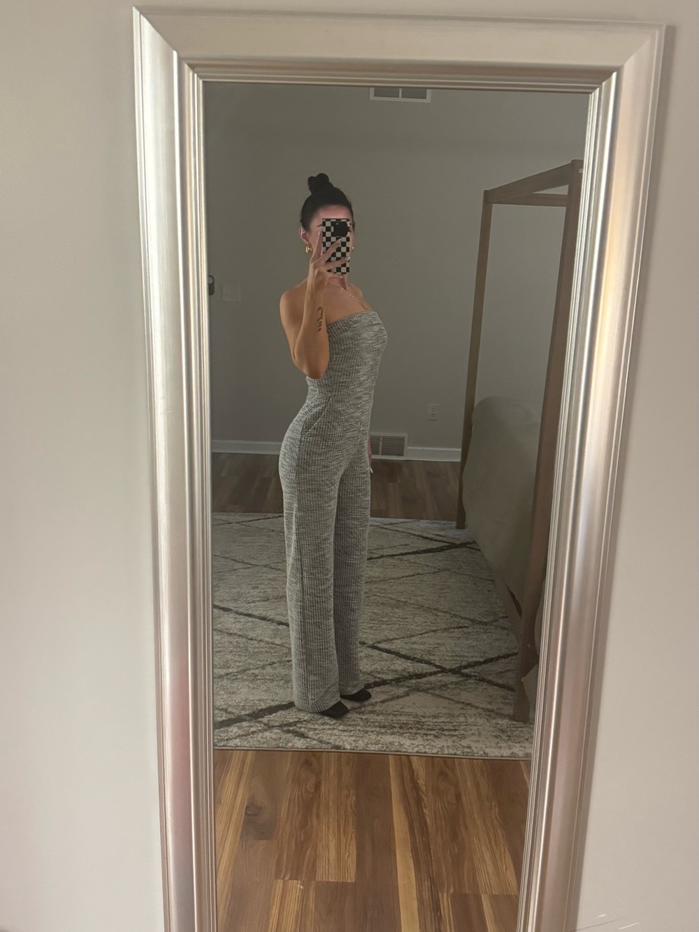 G/FORE Strapless Wide-Leg Jumpsuit in Heather Gray